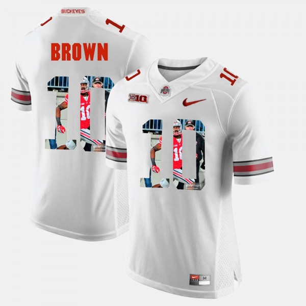 Ohio State Buckeyes CaCorey Brown Men's #10 White Pictorial Fashion College Football Jersey 2404OSYD5